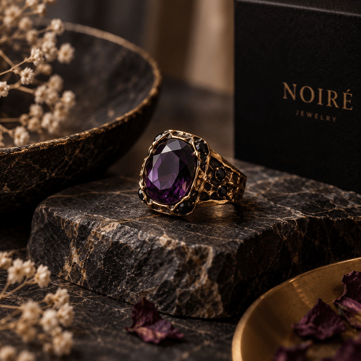 Amethyst Noir gyűrű